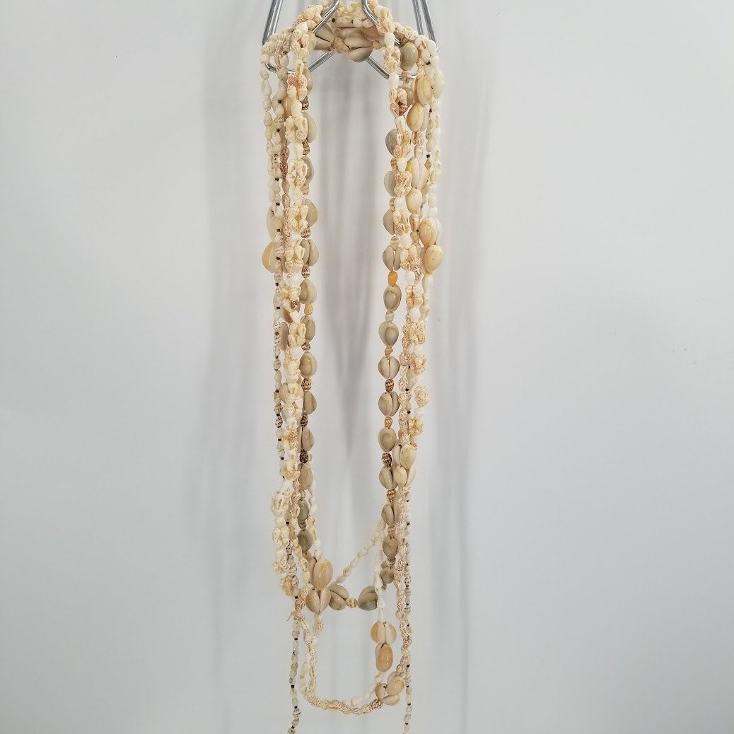 vINTAGE cowrie shell necklaces Lot of 5 Beach shells various lengths