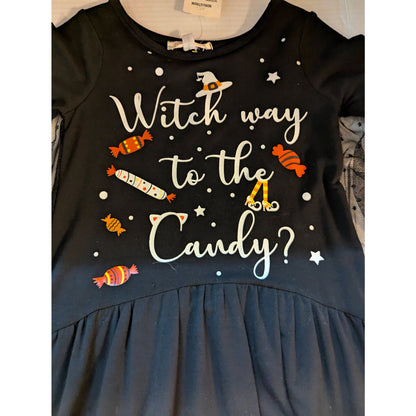 Truly Me Girls Black Witch Way to the Candy Halloween Dress Size 4 NWT