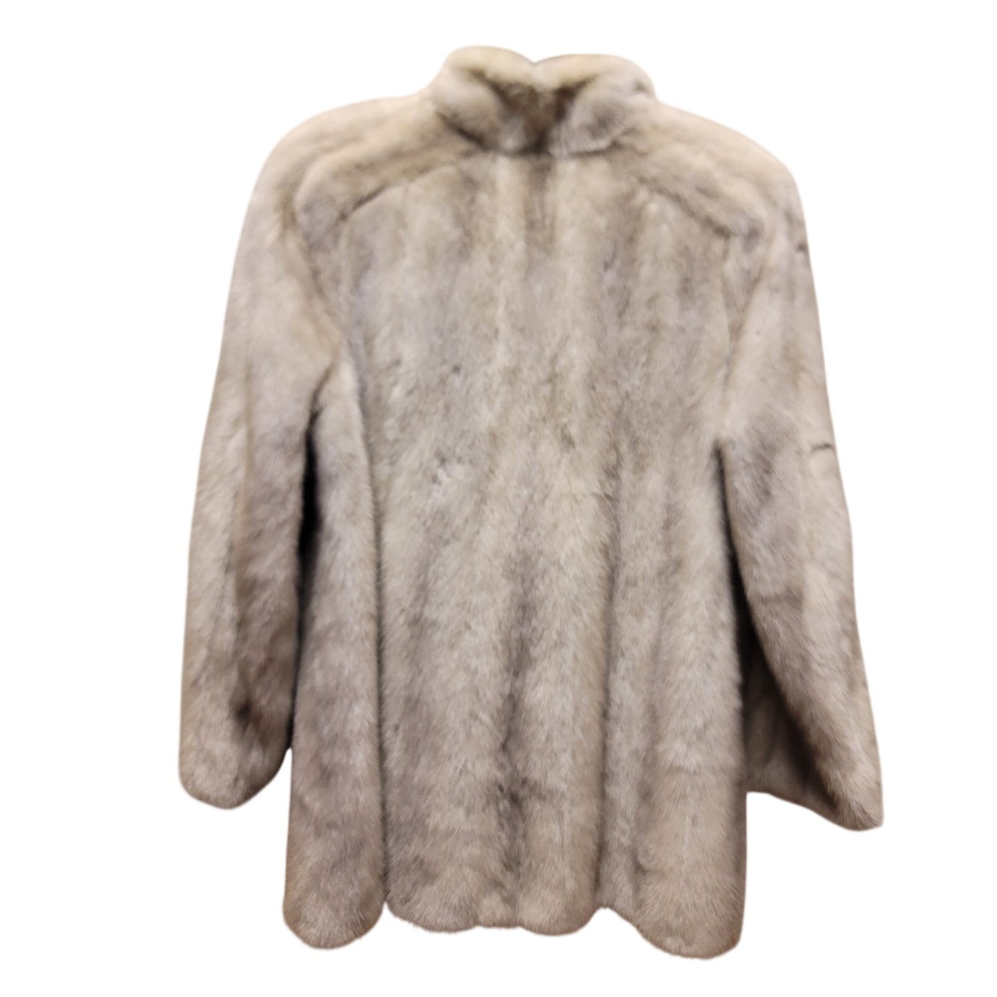 Emba VINTAGE white cream Jacket MINK Coat HOOK closure 1980s Lined Pockets