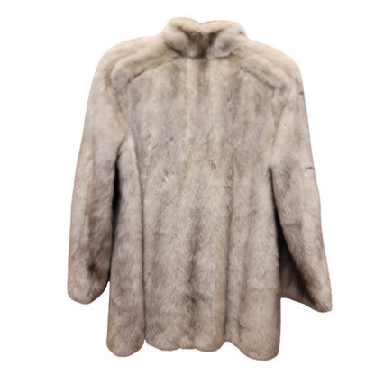 Emba VINTAGE white cream Jacket MINK Coat HOOK closure 1980s Lined Pockets