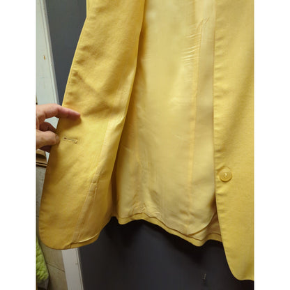Talbots Yellow Rayon Collarless Blazer Jacket Size 4 Preppy Mod Retro