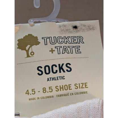 Tucker + Tate Kids Athletic Ankle Socks 6-Pack Black White Size 4.5-8.5 Shoe NWT
