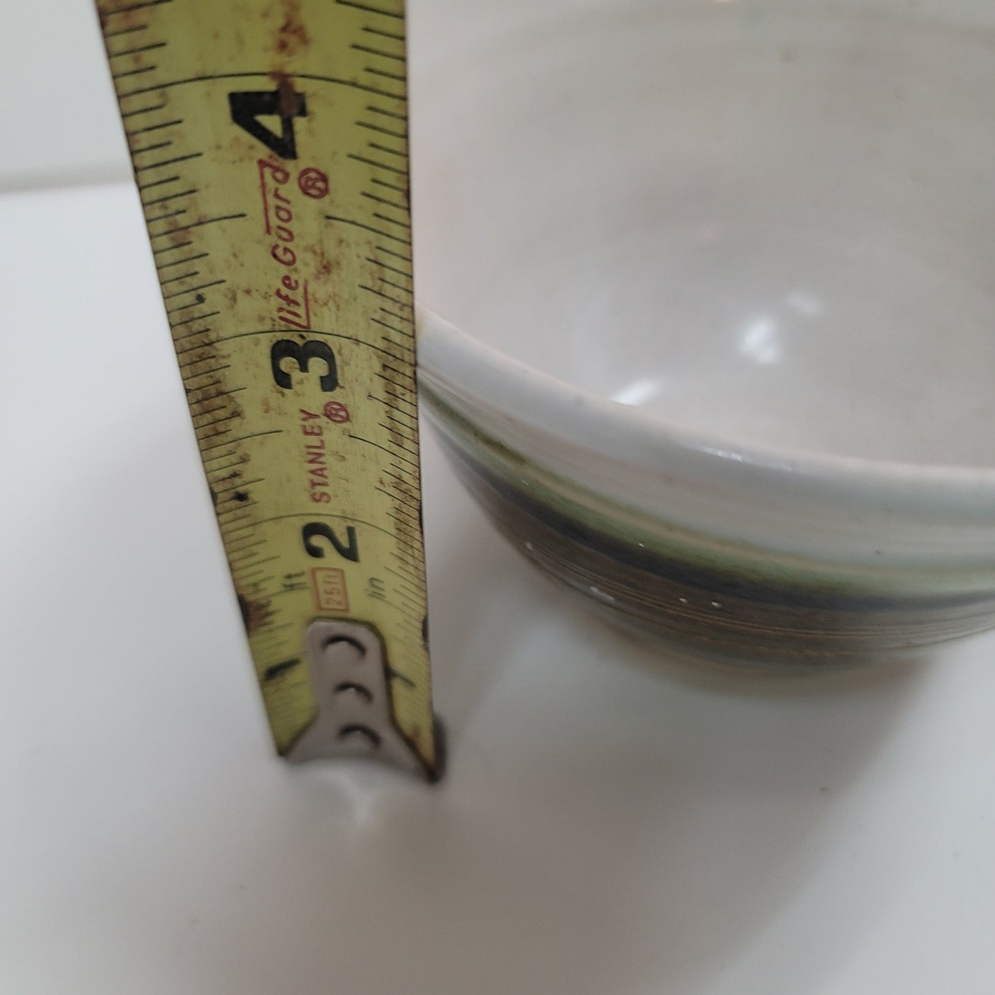 Lot of 3 handmade art pottery studio tea bowls Earthtones brown white sand Clay