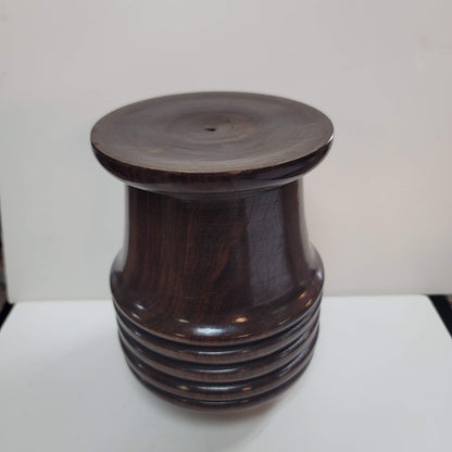 Hand turned black walnut vase heavy aged solid wood crackle varnish vessel