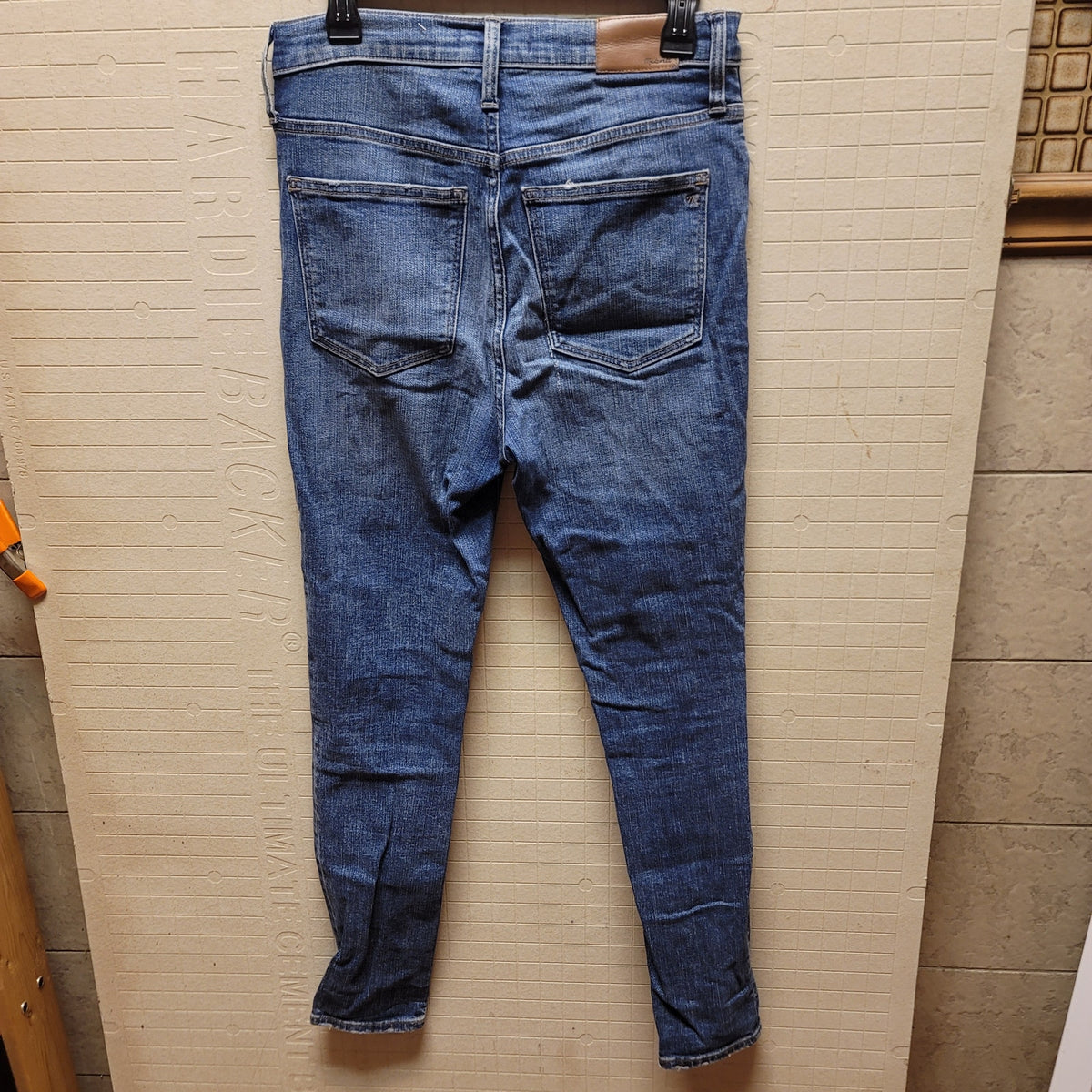 Madewell skinny straight stretch leg jeans 30" x 27" ankle DAMAGED