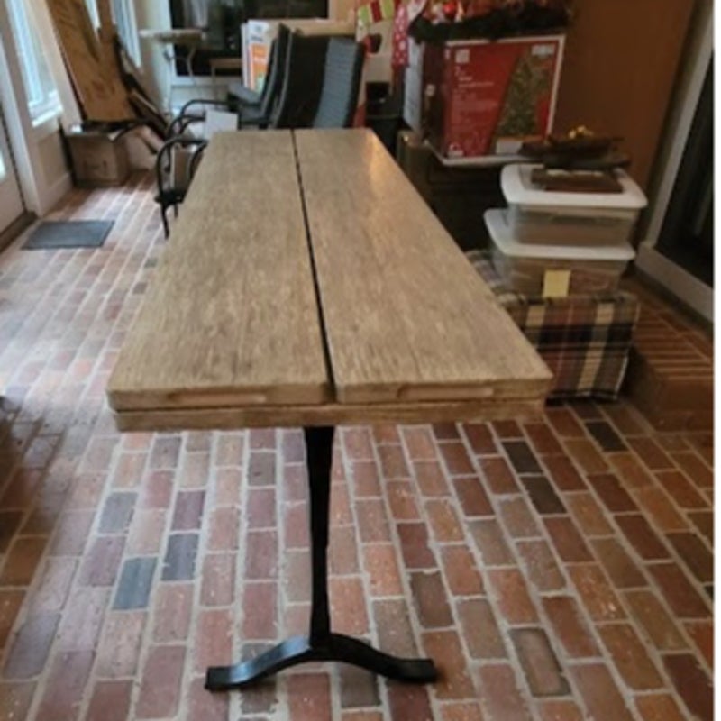 Secondhand Sandies: Convertible Flip-Top Console to Dining Table Set & 4 Wicker Chairs