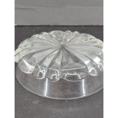 Vintage Clear Cut Glass Dish Sunburst Starburst Floral Base Bowl Trinket Dish