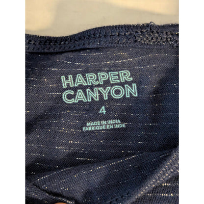 Harper Canyon Girls Navy Blue Textured Long Sleeve Shirt Size 4 NWT