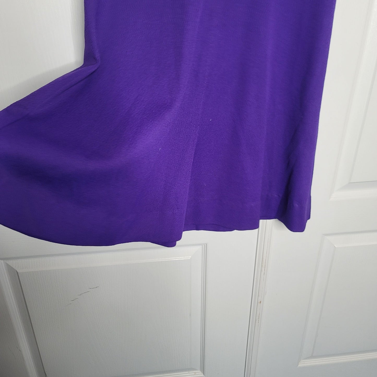 Vintage 1970's Poly Purple two tone Dress Short Sleeve Swing Casual large/medium