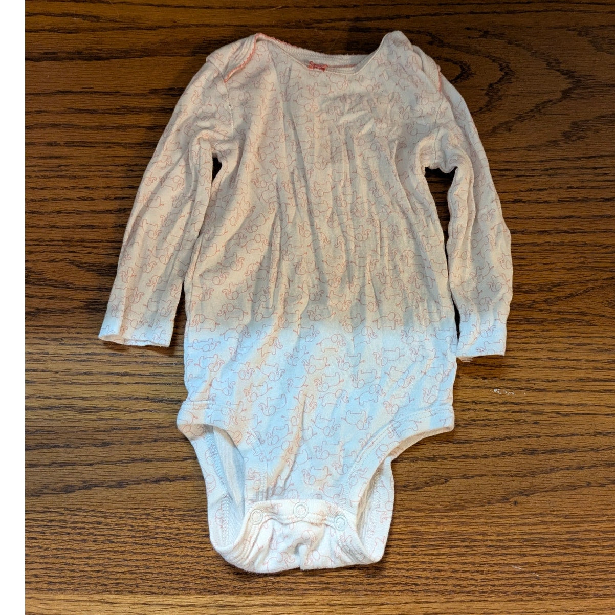 Carter's Baby Girls Pink Elephant Print One-Piece Bodysuit 9 Months