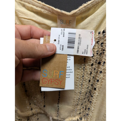 Surf Gypsy Women's Yellow Eyelet Smocked Crop Top NWT Casual Summer Boho festive
