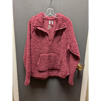 Zella Faux Shearling Pullover Sherpa Sweater Pink Mauve Pocket Sz XL NWT