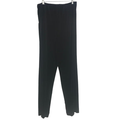 Black Velvet Pants High Rise Elastic Waist sz 14 Travel Spandex Track Suit Pants