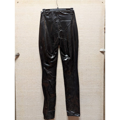 BlankNYC Size 25 Faux Vegan Leather Black pants Leggins back slit bodycon shiny