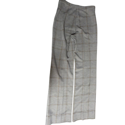 Vintage Plaid Wide Leg Trousers Gray Tan Glen Check Pants 28" x 29" Retro Small