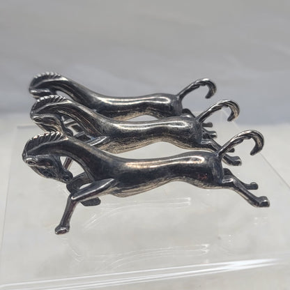 Vintage Galloping Horse Knife Rests Set of 3 Silverplate Figural Art Deco Style