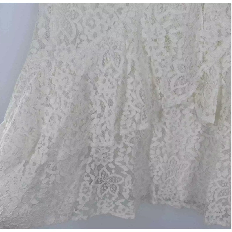 All in Favor Lace Ruffle Dress Layered A-Line Mini White Wedding Party SMALL NEW