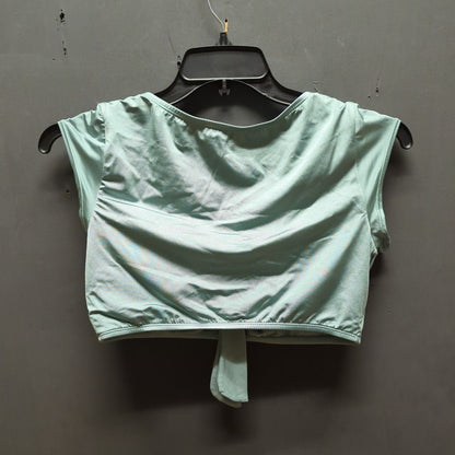 Gianni Bini vintage Green Ruched Workout Crop Top Activewear Short Sleeve