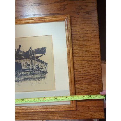 John E. Helms Jr. titled Hastings Fla. I #45/200 Oak Frame Glass Lit