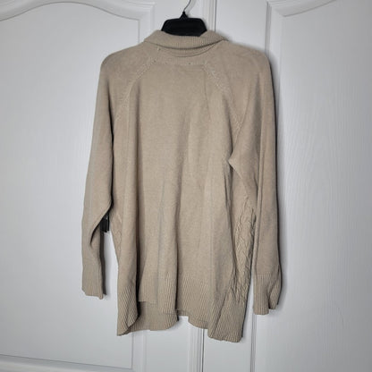 NEW Cyrus XL Pullover Turtleneck Cable Knit Sweater Taupe Tan Long Sleeve Ribbed