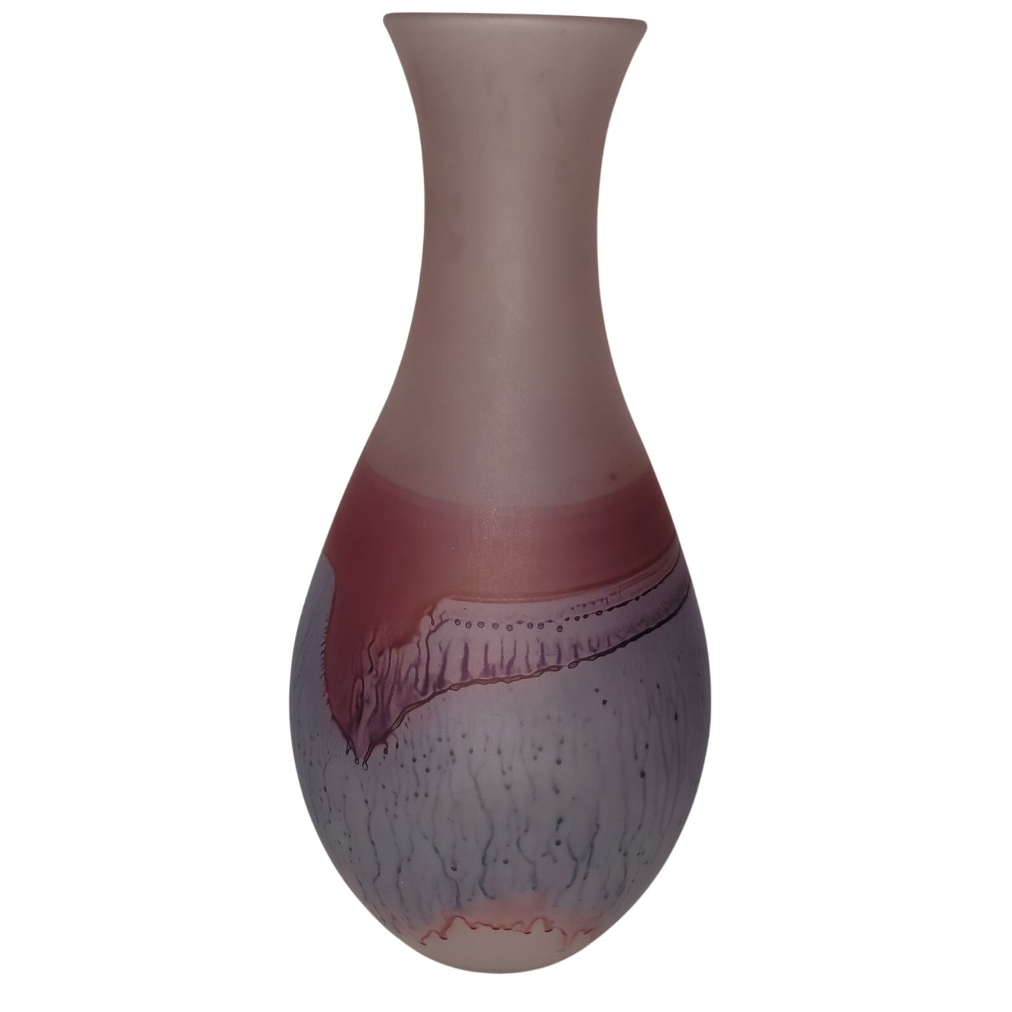Hebron Glass Wine Decanter Israel Art Glass Pink White East Hand Blown Vase