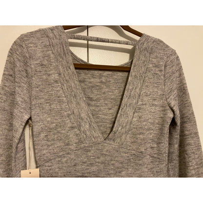 Threads & States V-Neck Cutout Knit Sweater Dress Size Small Gray Marl New