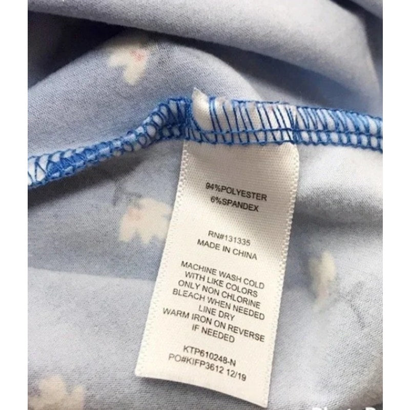Socialite blue floral puff sleeve square neckline blouse size Small NEW