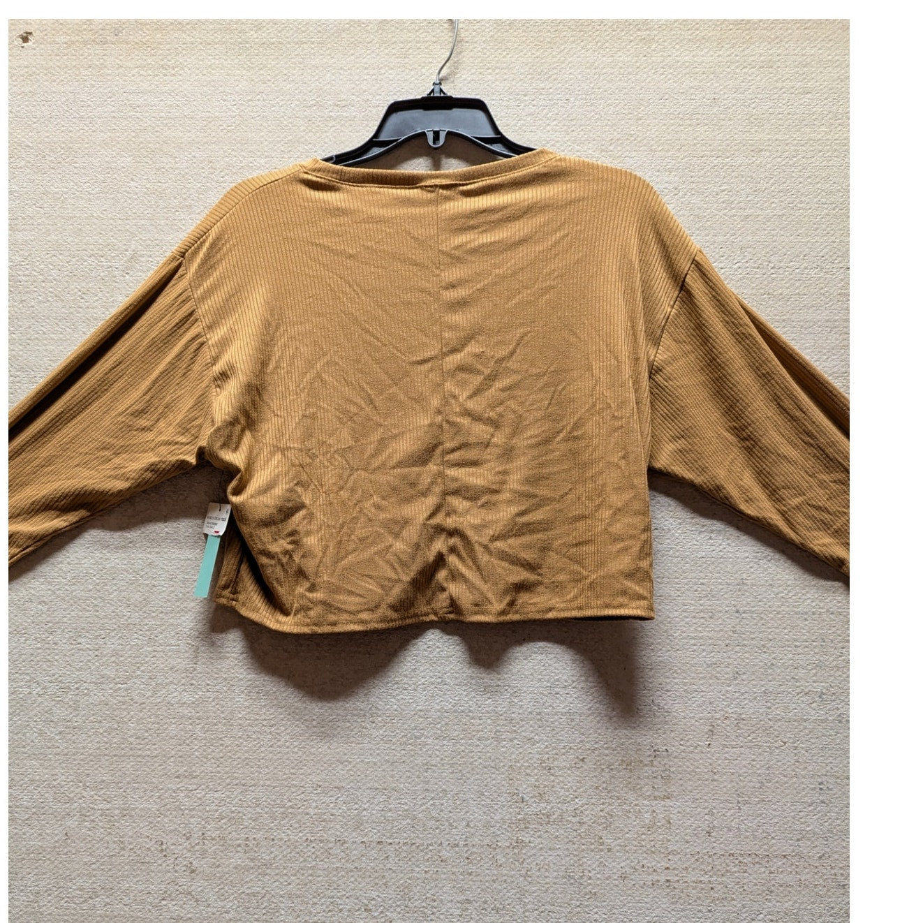 Abound Ribbed Long Sleeve Stretchy Crop Top Tan Dale Size SMALL NEW lightweight