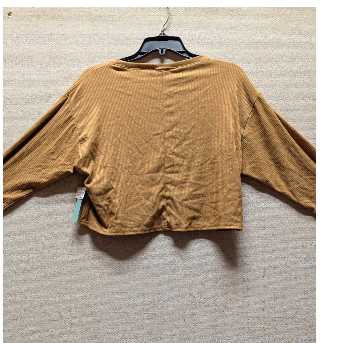 Abound Ribbed Long Sleeve Stretchy Crop Top Tan Dale Size SMALL NEW lightweight