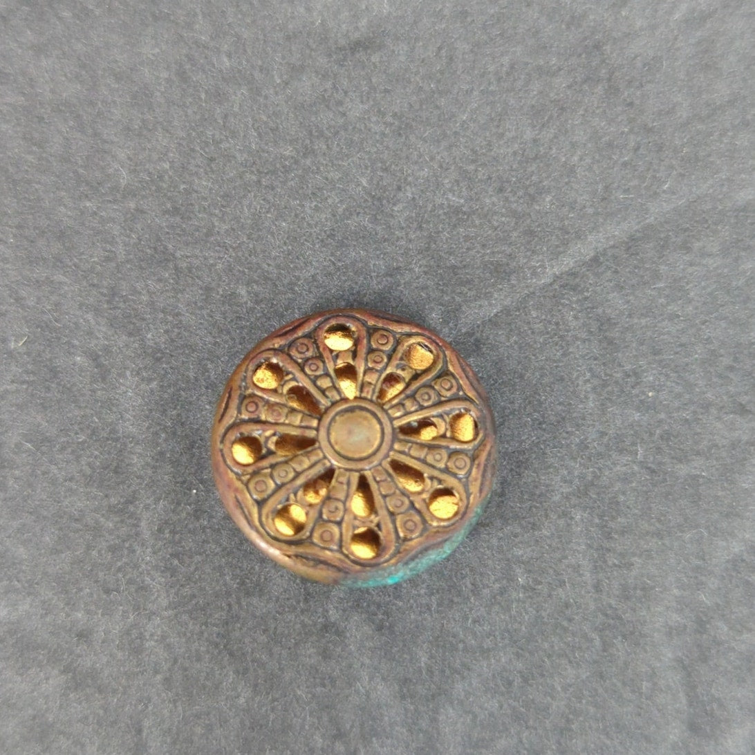 LOT C of 10 Antique Vintage Victorian Brass Mixed Materials Buttons ESTATE FIND