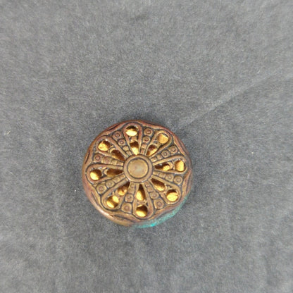 LOT C of 10 Antique Vintage Victorian Brass Mixed Materials Buttons ESTATE FIND