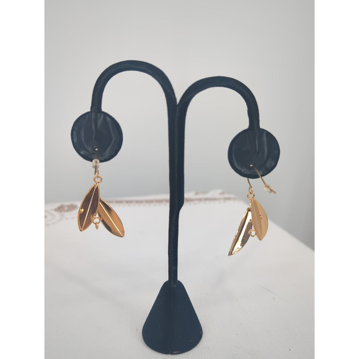 Area Stars 14K Gold Plated Brass Leaf Dangle Earrings Elegant Minimalist