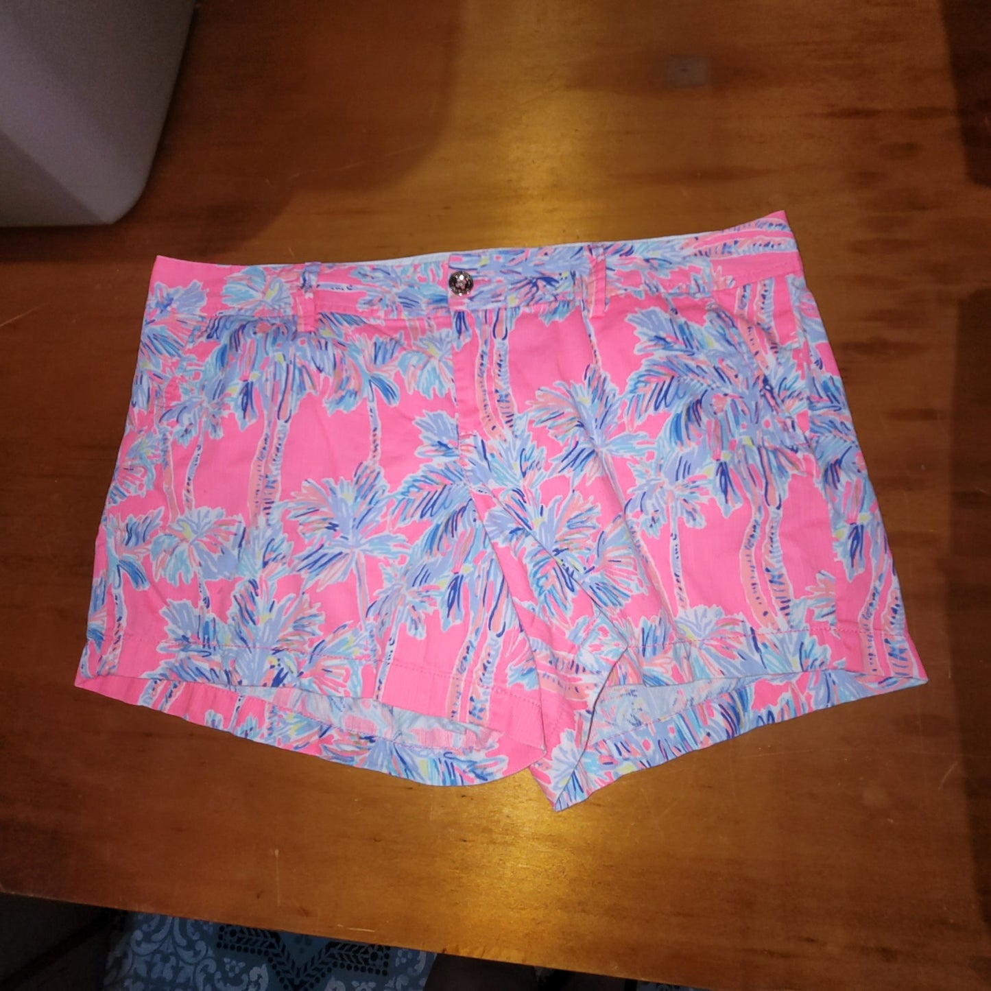 Lilly Pulitzer Callahan Shorts Size 16 Nice stems pink blue palm trees