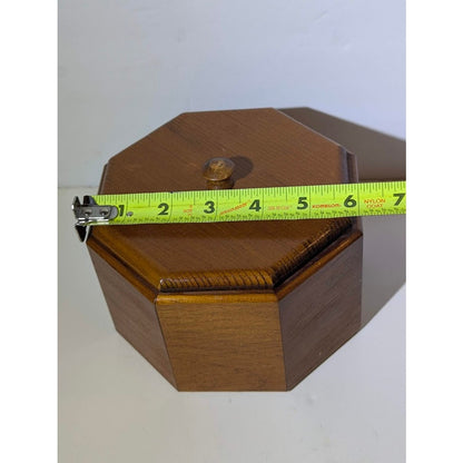 Vintage Octagonal Wooden Keepsake Box | Mid-Century Trinket Jar Vanity