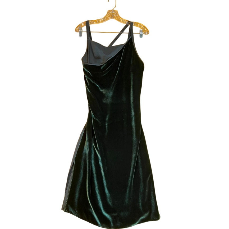 Helmut Lang Front Velvet Slip Dress Womens 2 Forest Green Sleeveless $690 NWT