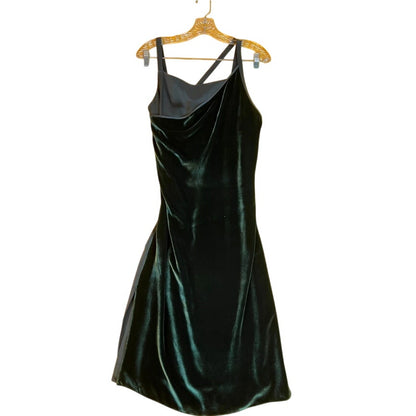 Helmut Lang Front Velvet Slip Dress Womens 2 Forest Green Sleeveless $690 NWT