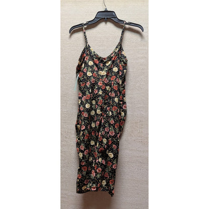 Abound Size XXS Black Floral Bodycon Ruched Front Spaghetti Strap summer DRESS