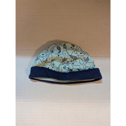 Baby Boys Blue Aquatic Ocean Animal Print Beanie Hat Size 3 Months