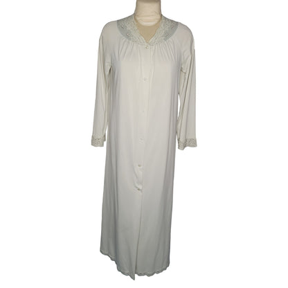 Vintage shadow line robe houseboat light blue lace maxi Small nylon full length