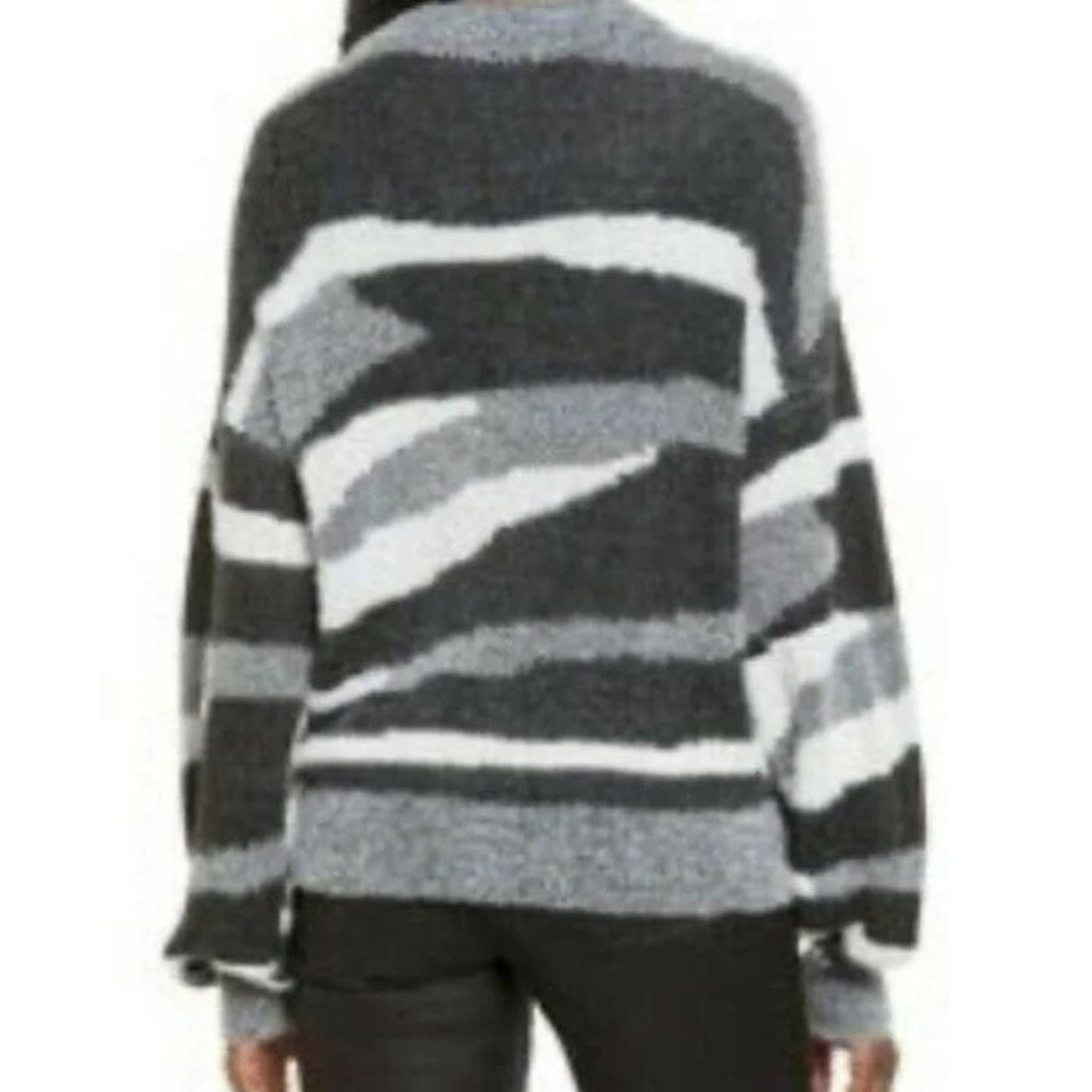 Leith Soft Fuzzy Button Cardigan Sweater ExtraSmall XS Black Zebra NWT