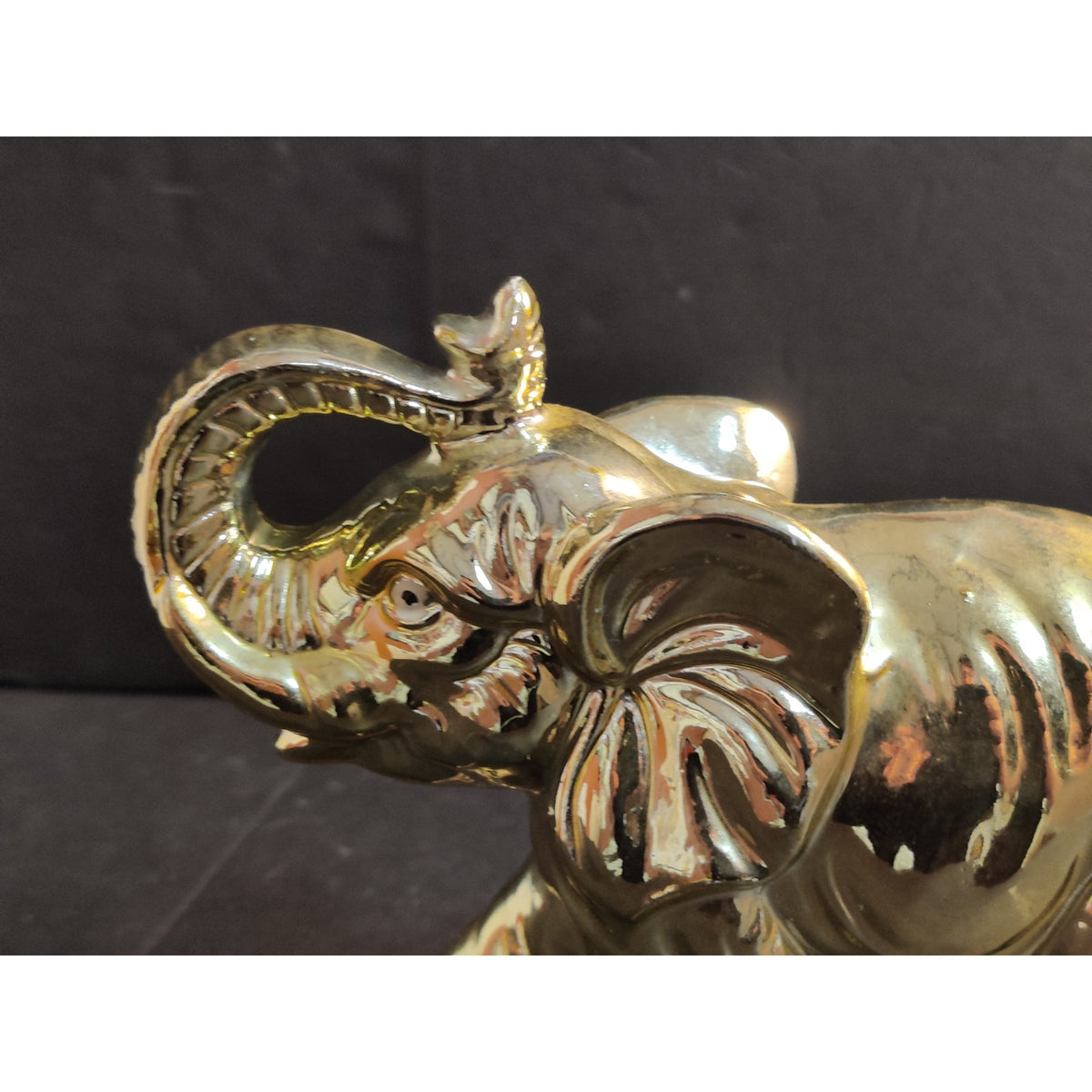 Vintage Mid-Century Japanese Gold Gilt Ceramic Elephant Figurine