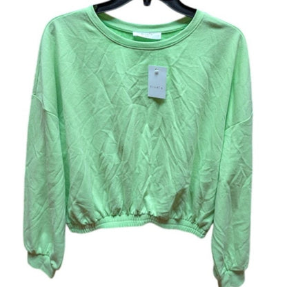 Elodie Lime Green cute Tightened Crop Top Sweatshirt size Small