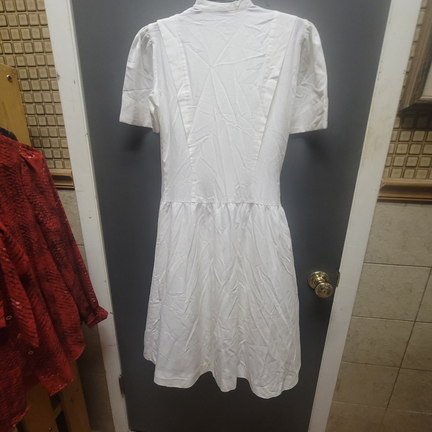 Vintage Dress Whites White Short Sleeve Nurse Uniform Dress Mid-Century Mod 10