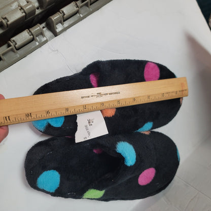 Nordstroms NEW Small slippers NEW Black fuzzy polka dot house shoes