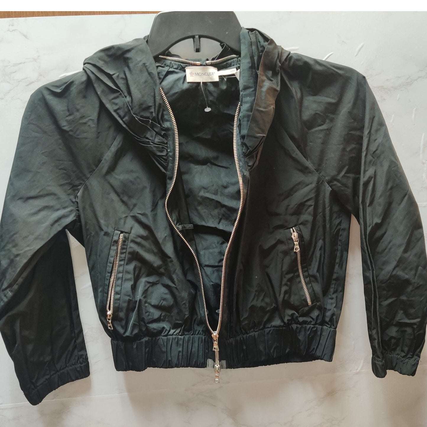 Moncler Black Hooded Lightweight Bomber Jacket 2xs WINDBREAKER