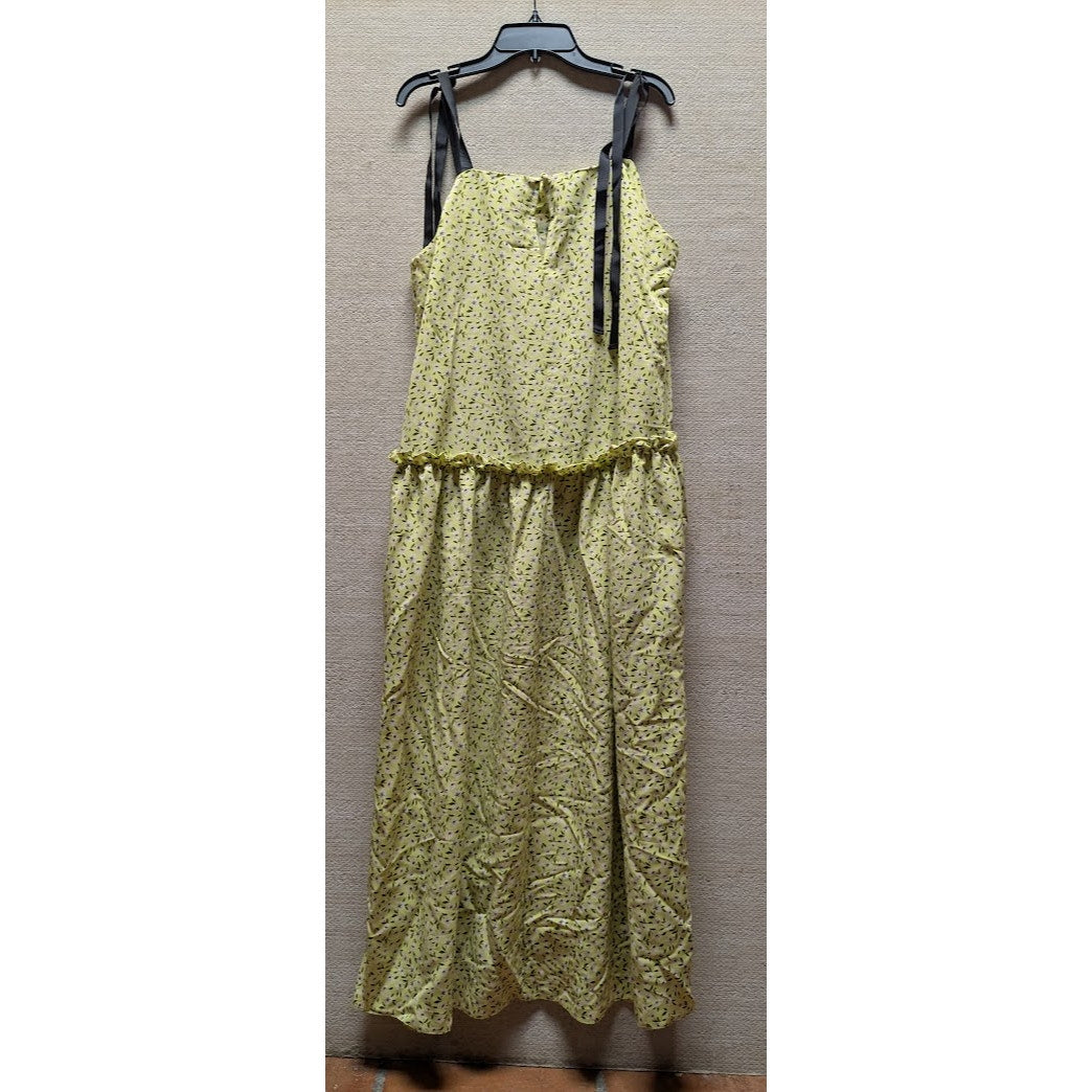Topshop oversized Green Floral Print Drop Waist Midi Casual Maxi Dress 6 Small