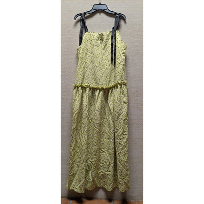 Topshop oversized Green Floral Print Drop Waist Midi Casual Maxi Dress 6 Small