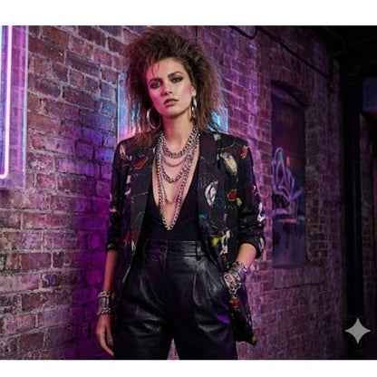Kensington Square Vintage Large Blazer Lined 1980s GLAM Rock