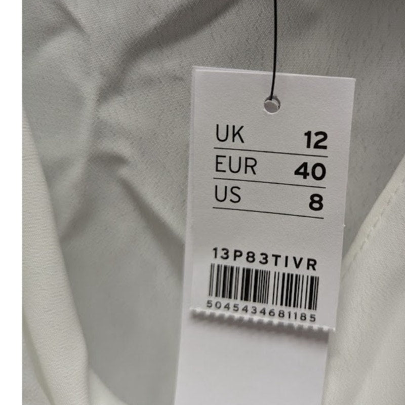 Topshop white blouse long sleeve size 8 bowtie neck NEw career VNeck Drape
