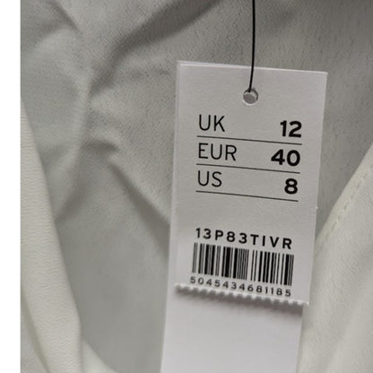 Topshop white blouse long sleeve size 8 bowtie neck NEw career VNeck Drape